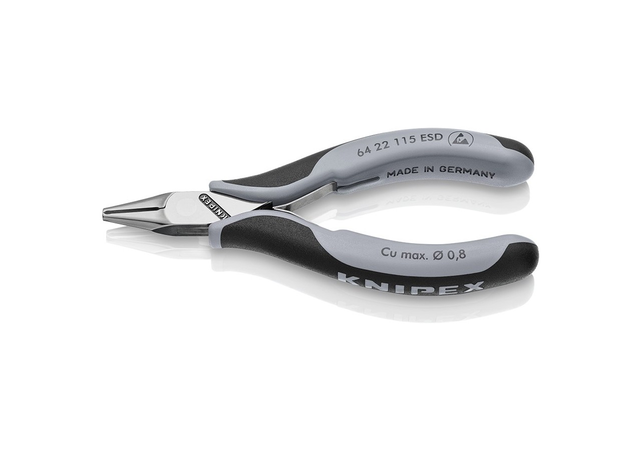 Pince coupante de devant petit biseau électronique - 115mm - Bi-matière - ESD - Knipex - 6422115ESD