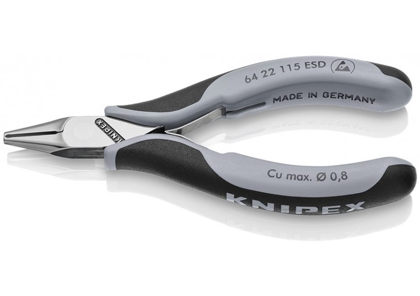 Pince coupante de devant petit biseau électronique - 115mm - Bi-matière - ESD - Knipex - 6422115ESD