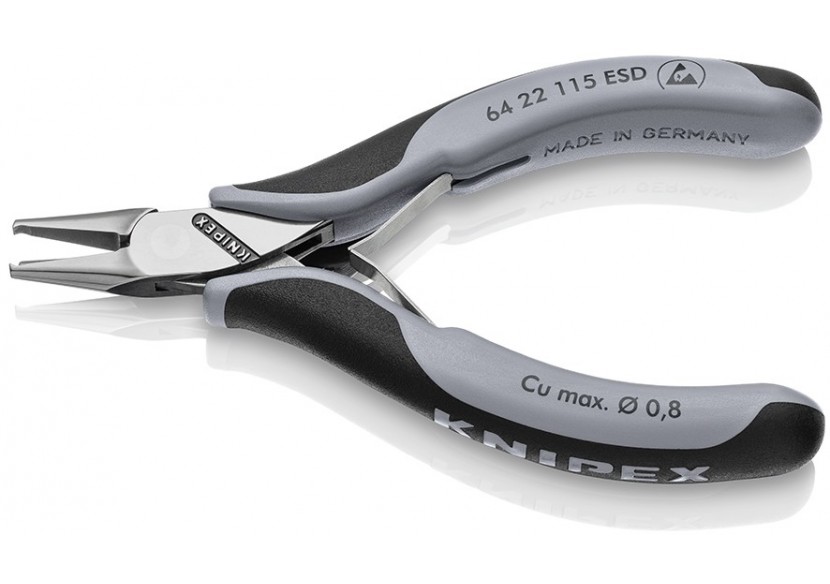 Pince coupante de devant petit biseau électronique - 115mm - Bi-matière - ESD - Knipex - 6422115ESD