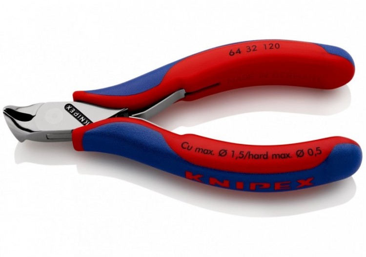 Pince coupante de devant petit biseau pour l'électronique 120mm 15° - Bi-matière - Knipex - 6432120