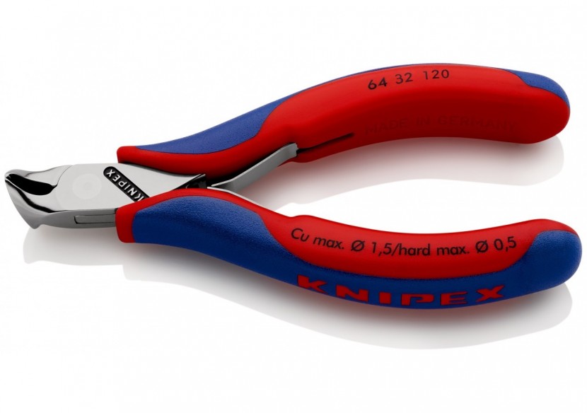 Pince coupante de devant petit biseau pour l'électronique 120mm 15° - Bi-matière - Knipex - 6432120