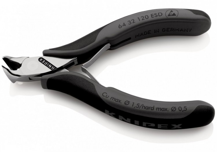 Pince coupante de devant petit biseau pour l'électronique 120mm 15° -Bi-mat. ESD - Knipex - 6432120ESD 2