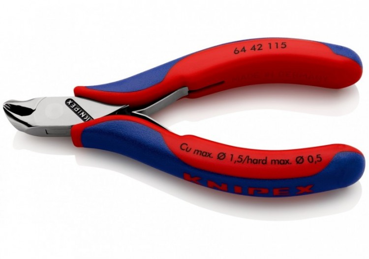 Pince coupante de devant petit biseau pour l'électronique 115mm 27° - Bi-matière - Knipex - 6442115