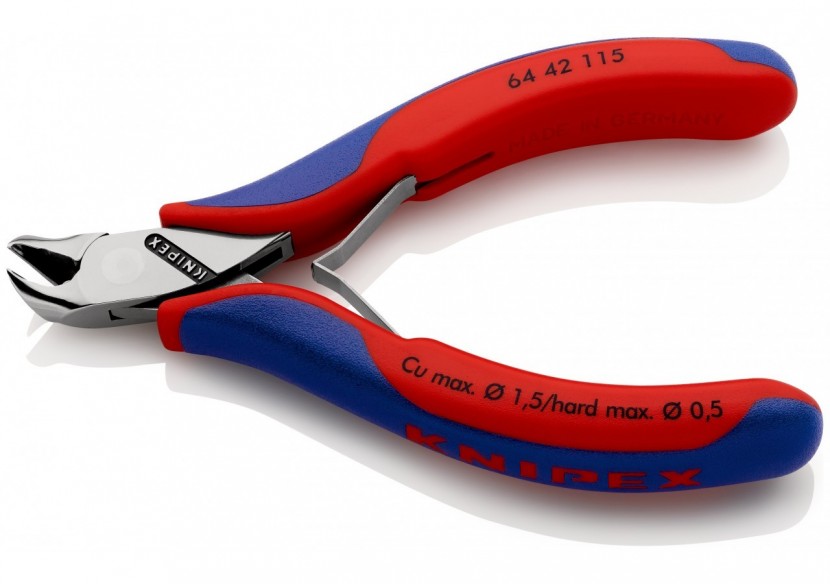 Pince coupante de devant petit biseau pour l'électronique 115mm 27° - Bi-matière - Knipex - 6442115