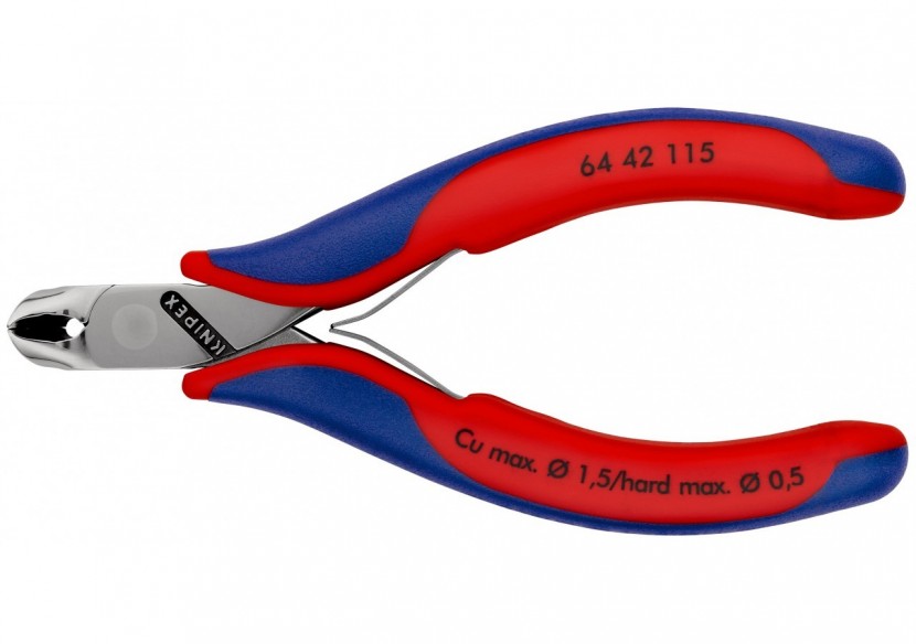 Pince coupante de devant petit biseau pour l'électronique 115mm 27° - Bi-matière - Knipex - 6442115