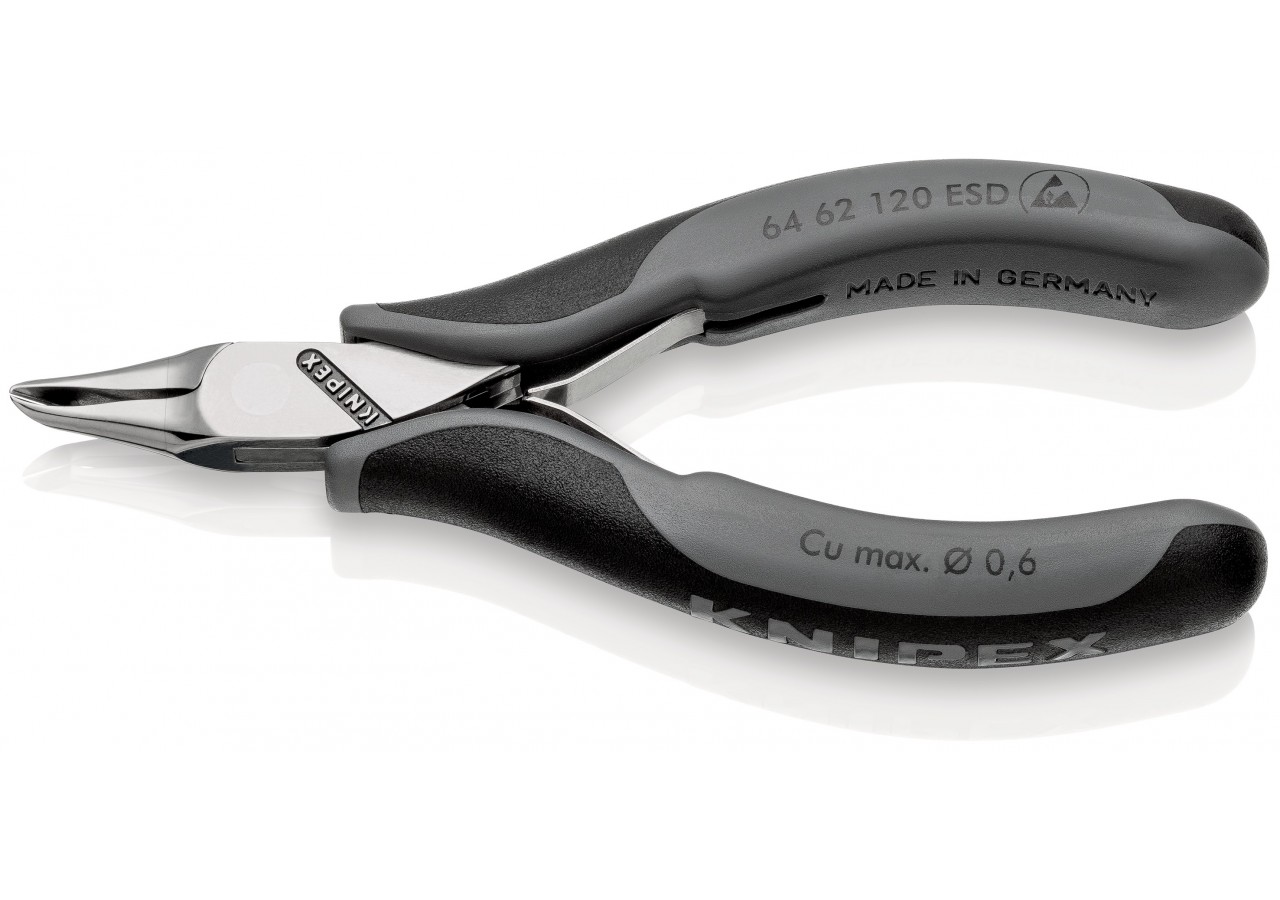 Pince coupante de devant petit biseau pour l'électronique 120mm 65° -Bi-mat. ESD - Knipex - 6462120ESD