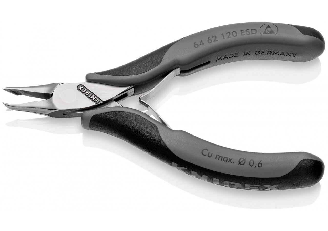 Pince coupante de devant petit biseau pour l'électronique 120mm 65° -Bi-mat. ESD - Knipex - 6462120ESD