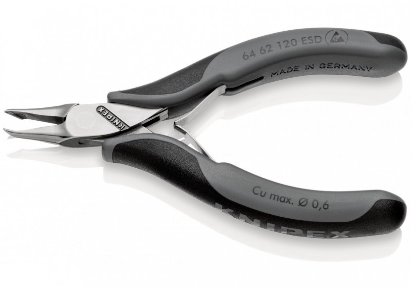 Pince coupante de devant petit biseau pour l'électronique 120mm 65° -Bi-mat. ESD - Knipex - 6462120ESD