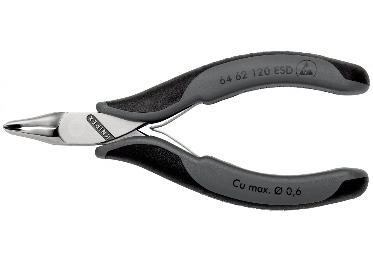 Pince coupante de devant petit biseau pour l'électronique 120mm 65° -Bi-mat. ESD - Knipex - 6462120ESD