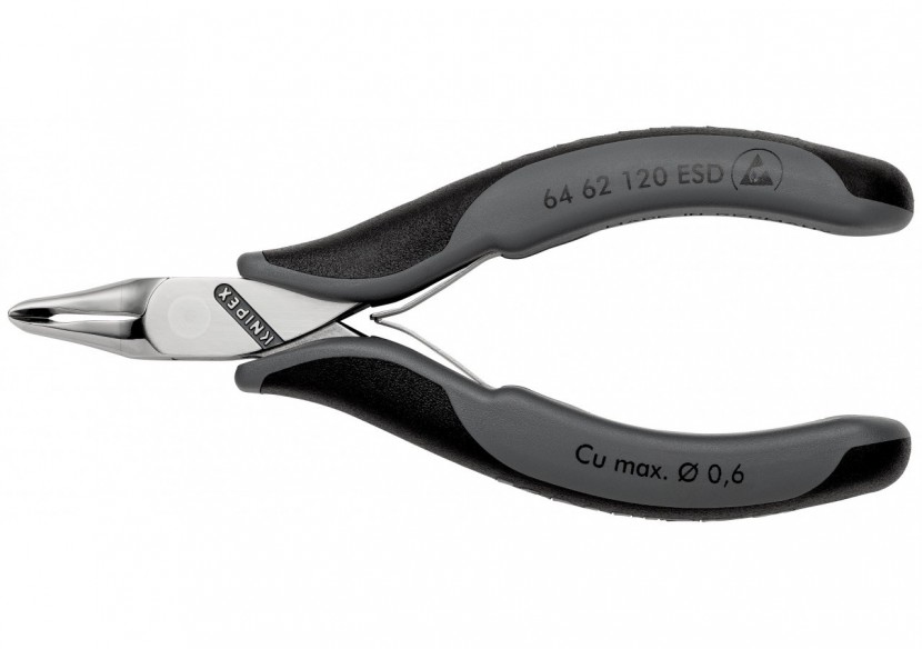 Pince coupante de devant petit biseau pour l'électronique 120mm 65° -Bi-mat. ESD - Knipex - 6462120ESD
