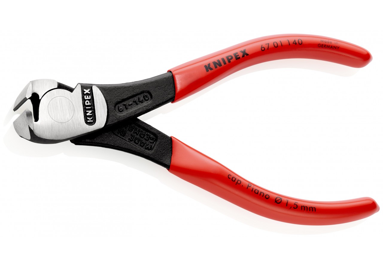 Pince coupante de devant à forte démultiplication 140mm - Gainage PVC - 64 HRC - Knipex - 6701140