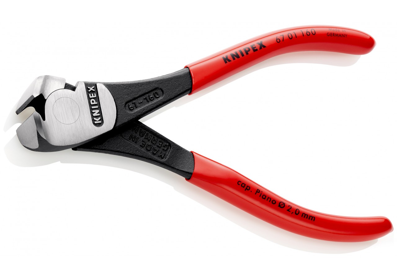 Pince coupante de devant à forte démultiplication 160mm - Gainage PVC - 64 HRC - Knipex - 6701160