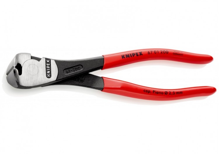 Pince coupante de devant à forte démultiplication 200mm - Gainage PVC - 64 HRC - Knipex - 6701200