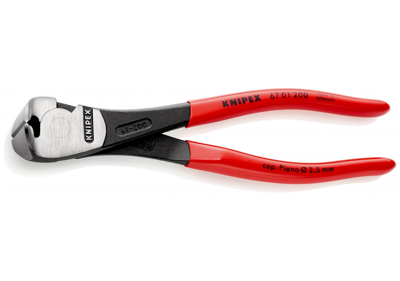Pince coupante de devant à forte démultiplication 200mm - Gainage PVC - 64 HRC - Knipex - 6701200