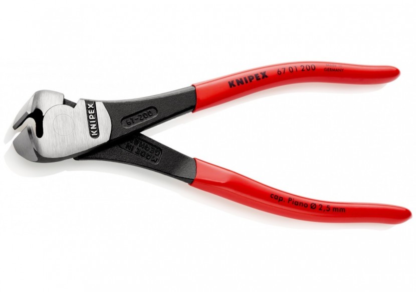 Pince coupante de devant à forte démultiplication 200mm - Gainage PVC - 64 HRC - Knipex - 6701200