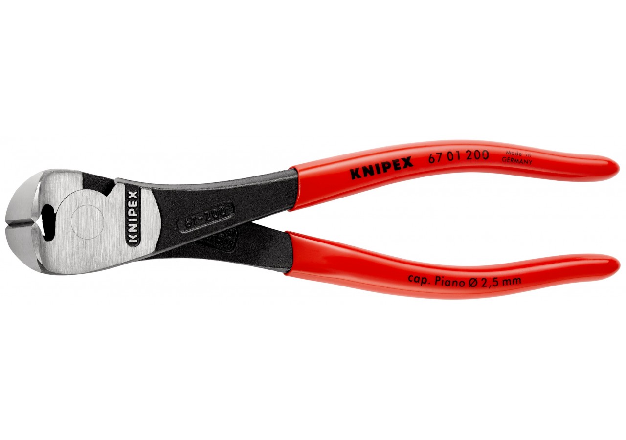 Pince coupante de devant à forte démultiplication 200mm - Gainage PVC - 64 HRC - Knipex - 6701200