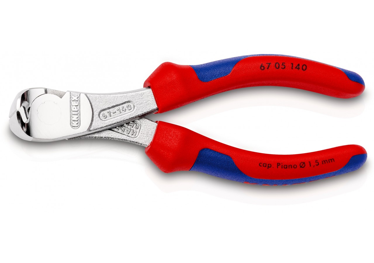 Pince coupante de devant à forte démultiplication 140mm - Bi-matière - Chromée - Knipex - 6705140