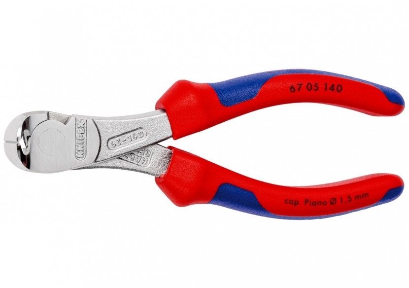 Pince coupante de devant à forte démultiplication 140mm - Bi-matière - Chromée - Knipex - 6705140
