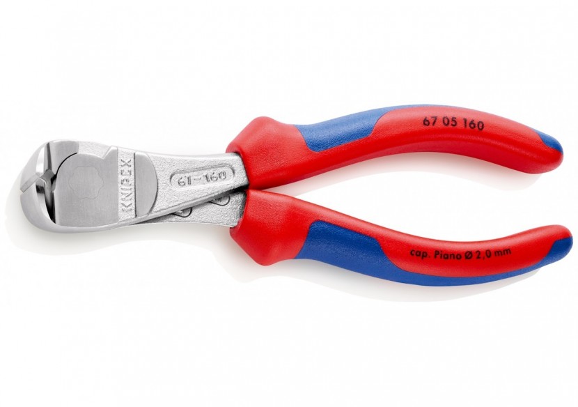 Pince coupante de devant à forte démultiplication 160mm - Bi-matière - Chromée - Knipex - 6705160