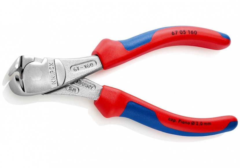 Pince coupante de devant à forte démultiplication 160mm - Bi-matière - Chromée - Knipex - 6705160