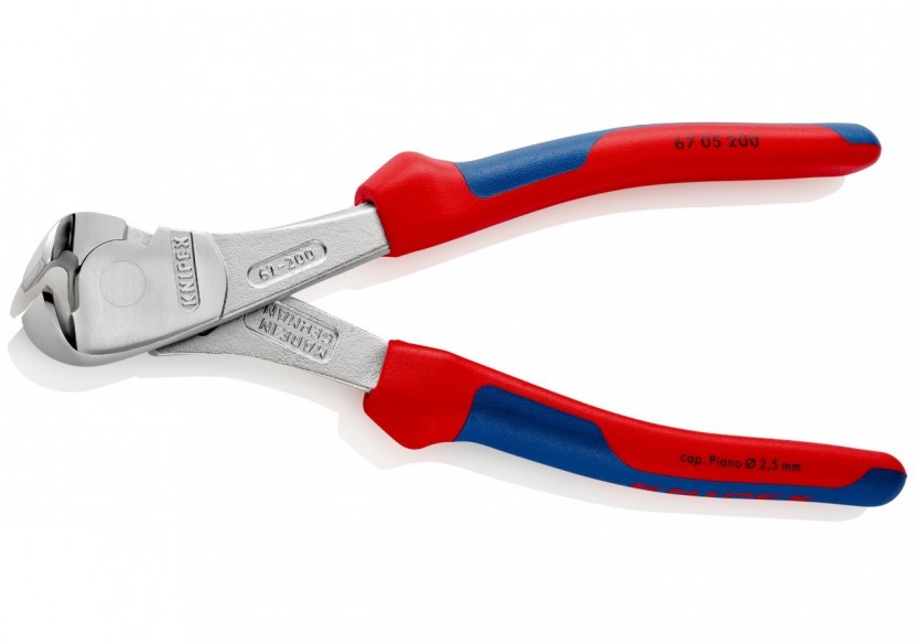 Pince coupante de devant à forte démultiplication 200mm - Bi-matière - Chromée - Knipex - 6705200