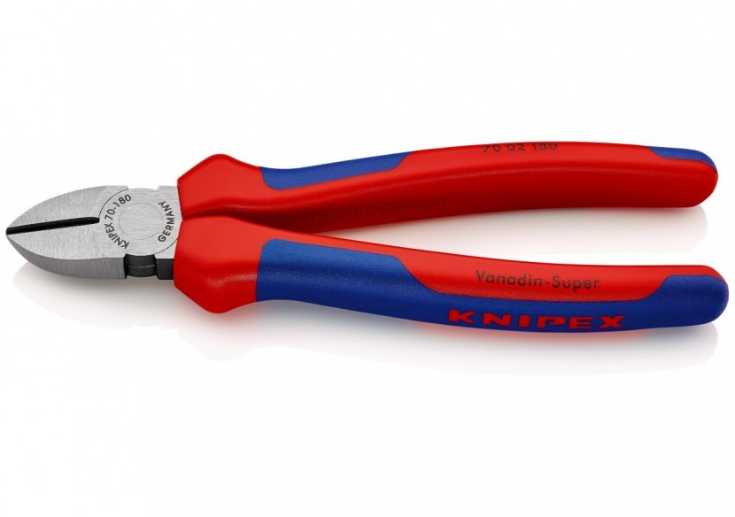 Pince coupante de côté multiusage 180mm - Tête étroite - Bi-matière - 62 HRC - Knipex - 7002180