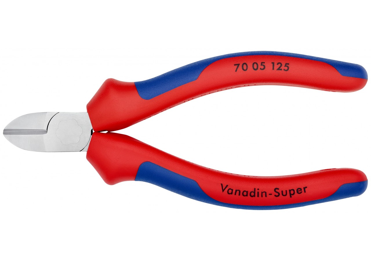 Pince coupante de côté multiusage 125mm - Tête étroite - Bi-matière - Chromée - Knipex - 7005125