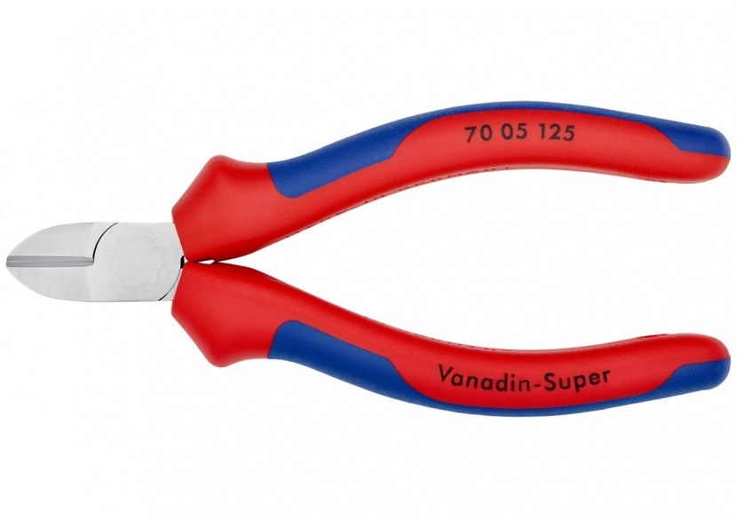 Pince coupante de côté multiusage 125mm - Tête étroite - Bi-matière - Chromée - Knipex - 7005125