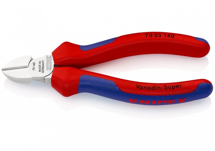 Pince coupante de côté multiusage 140mm - Tête étroite - Bi-matière - Chromée - Knipex - 7005140