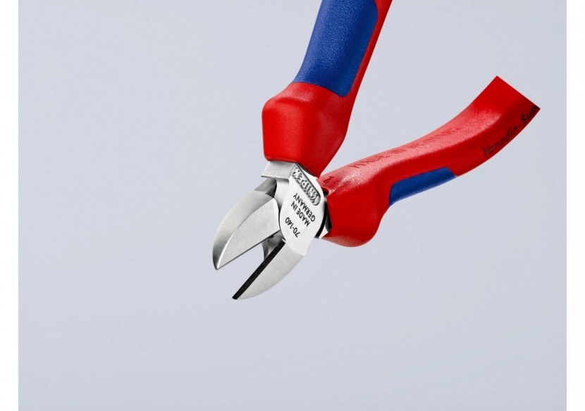 Pince coupante de côté multiusage 140mm - Tête étroite - Bi-matière - Chromée - Knipex - 7005140