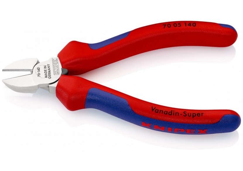 Pince coupante de côté multiusage 140mm - Tête étroite - Bi-matière - Chromée - Knipex - 7005140