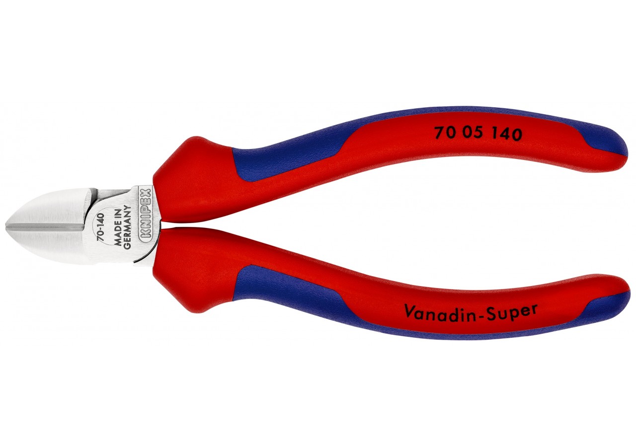 Pince coupante de côté multiusage 140mm - Tête étroite - Bi-matière - Chromée - Knipex - 7005140