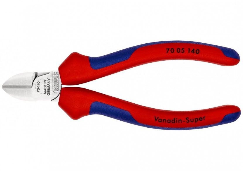 Pince coupante de côté multiusage 140mm - Tête étroite - Bi-matière - Chromée - Knipex - 7005140