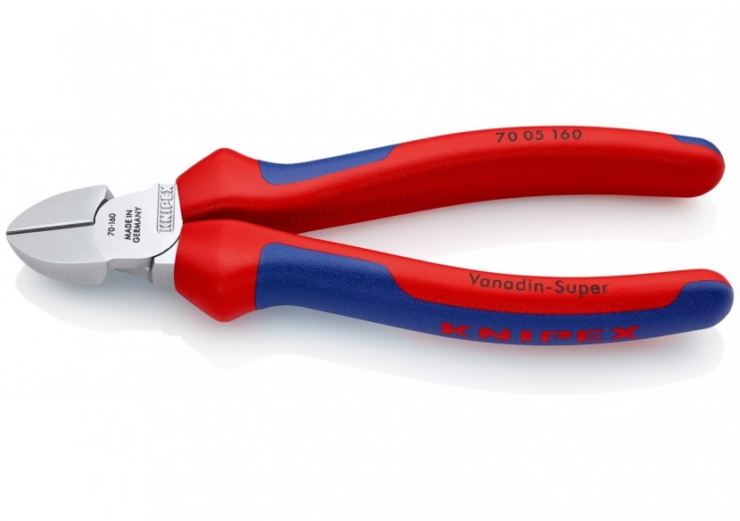 Pince coupante de côté multiusage tête étroite 160mm - Bi-matière - Chromée - Knipex - 7005160