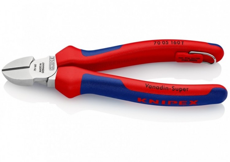 Pince coupante de côté multiusage 160mm - Bi-matière - Chromée - Antichute - Knipex - 7005160T