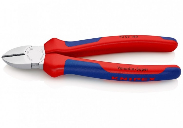 Pince coupante de côté multiusage tête étroite 180mm - Bi-matière - Chromée - Knipex - 7005180