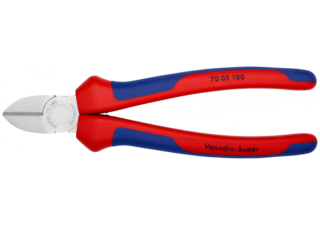 Pince coupante de côté multiusage tête étroite 180mm - Bi-matière - Chromée - Knipex - 7005180