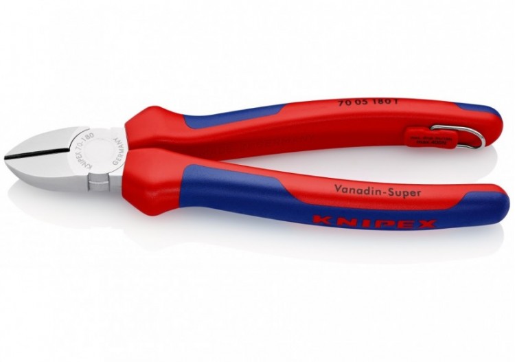 Pince coupante de côté multiusage 180mm - Bi-matière - Chromée - Antichute - Knipex - 7005180T