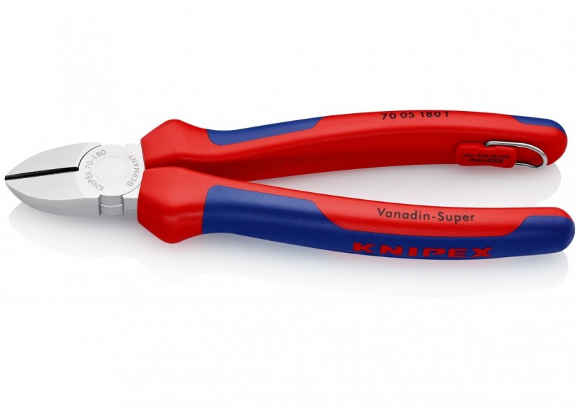 Pince coupante de côté multiusage 180mm - Bi-matière - Chromée - Antichute - Knipex - 7005180T
