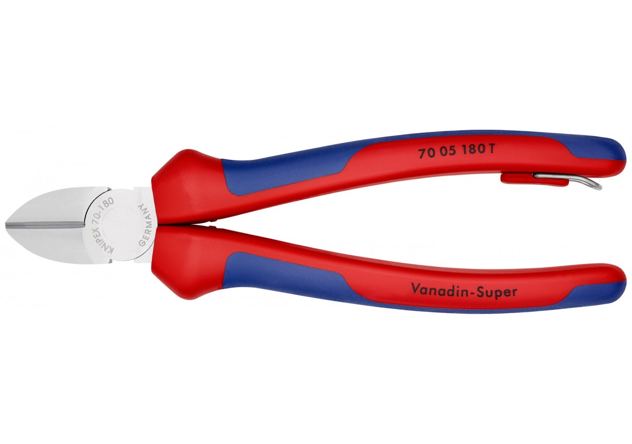 Pince coupante de côté multiusage 180mm - Bi-matière - Chromée - Antichute - Knipex - 7005180T