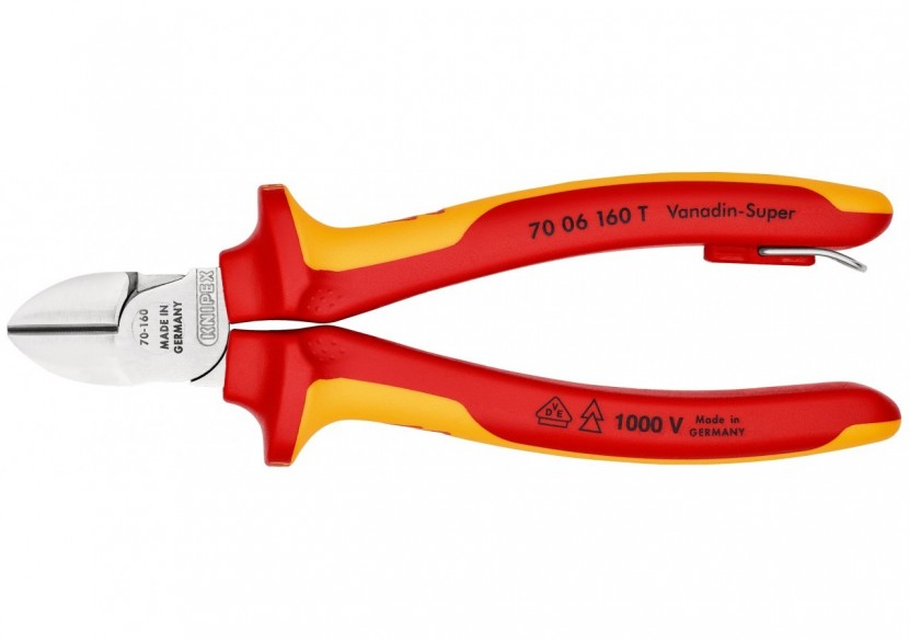 Pince coupante de côté multiusage 160mm Bi-matière Chromée - 1000V - Antichute - Knipex - 7006160T