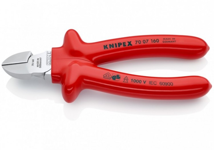 Pince coupante de côté multiusage 160mm - Gainage surmoulé 1000V - Chromée - Knipex - 7007160