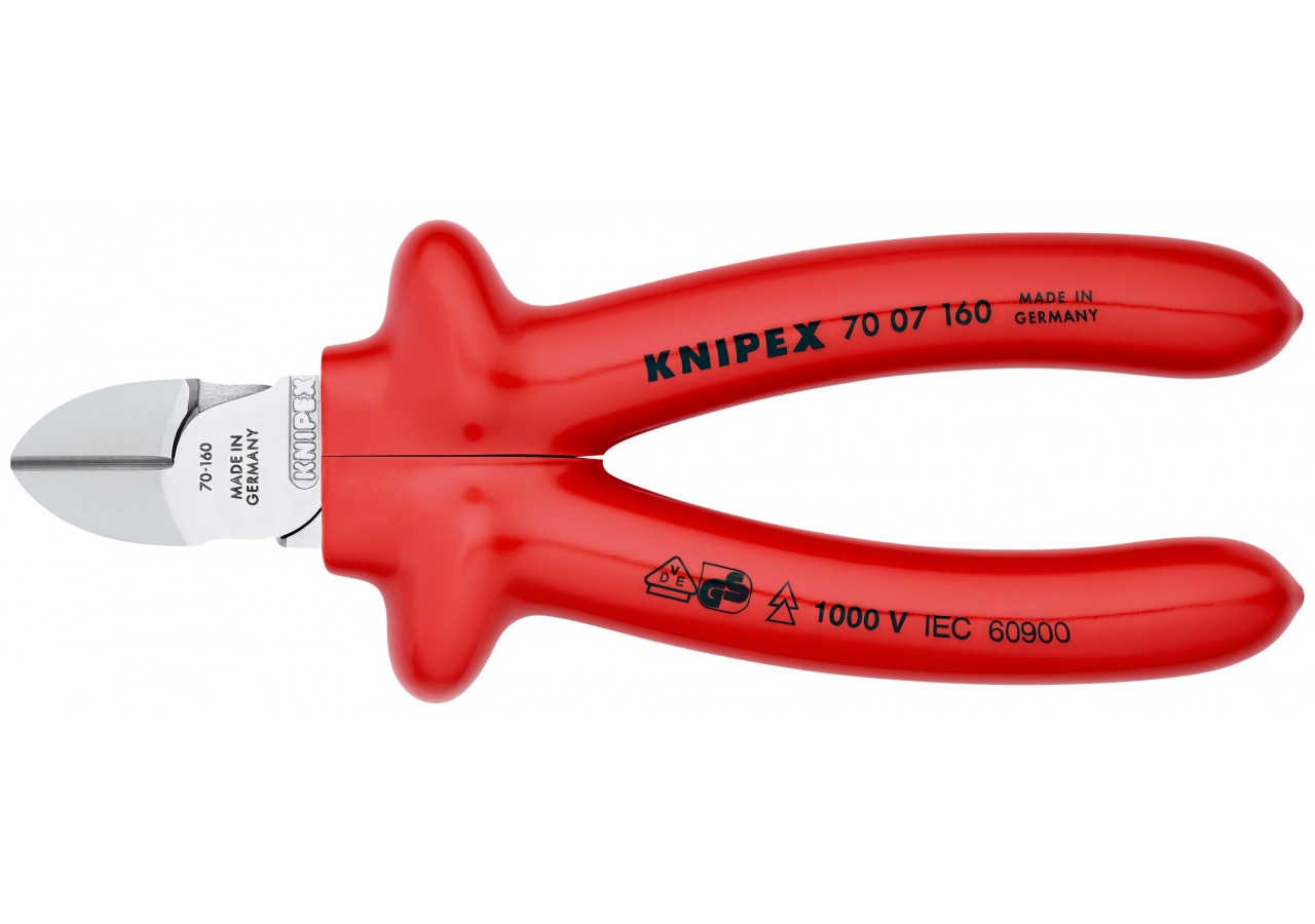 Pince coupante de côté multiusage 160mm - Gainage surmoulé 1000V - Chromée - Knipex - 7007160