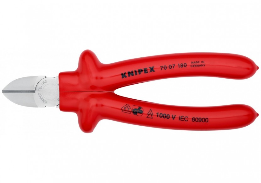 Pince coupante de côté multiusage 180mm - Gainage surmoulé 1000V - Chromée - Knipex - 7007180