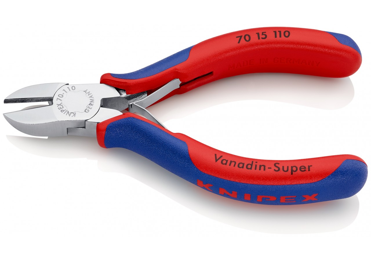 Pince coupante de côté multiusage avec ressort 110mm - Bi-matière - Chromée - Knipex - 7015110