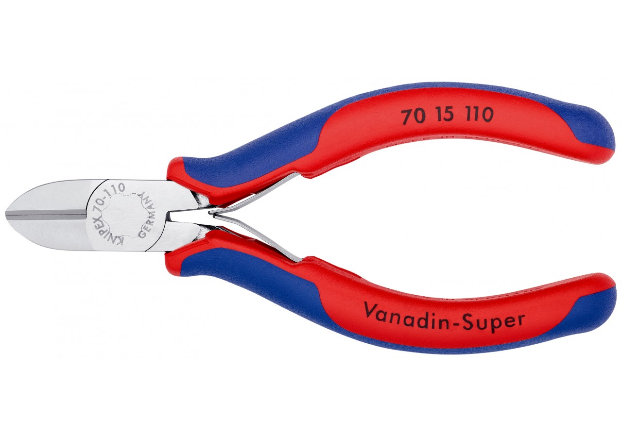 Pince coupante de côté multiusage avec ressort 110mm - Bi-matière - Chromée - Knipex - 7015110