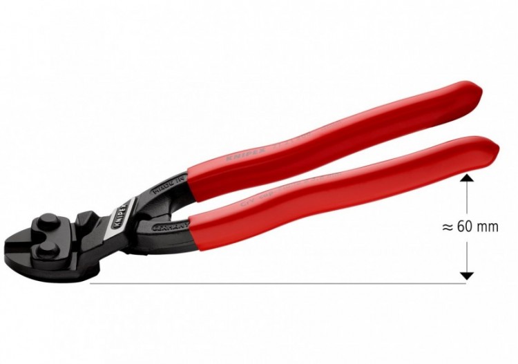 Pince coupe-boulon compact CoBolt® 200mm coudée à 20° - Gainage PVC - Knipex - 7121200