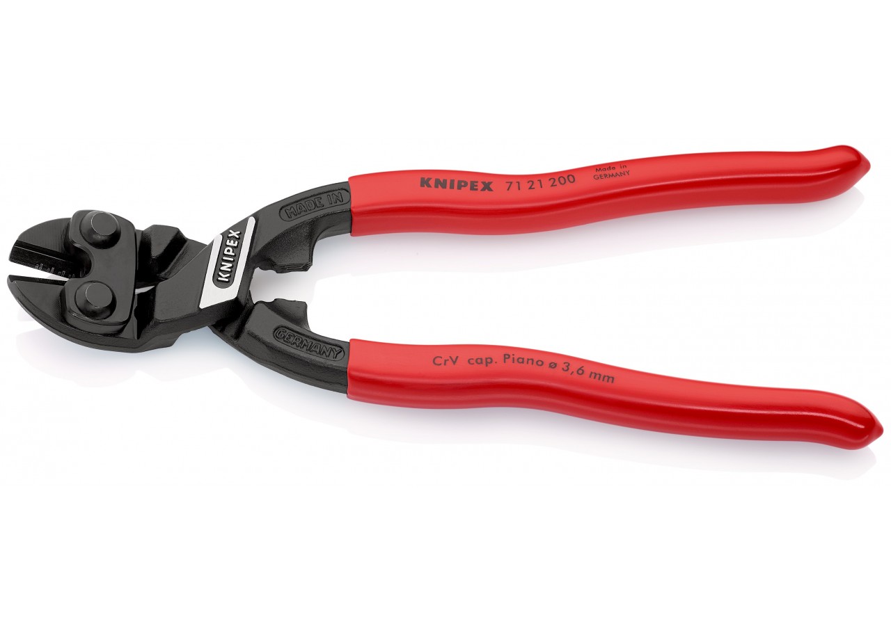 Pince coupe-boulon compact CoBolt® 200mm coudée à 20° - Gainage PVC - Knipex - 7121200