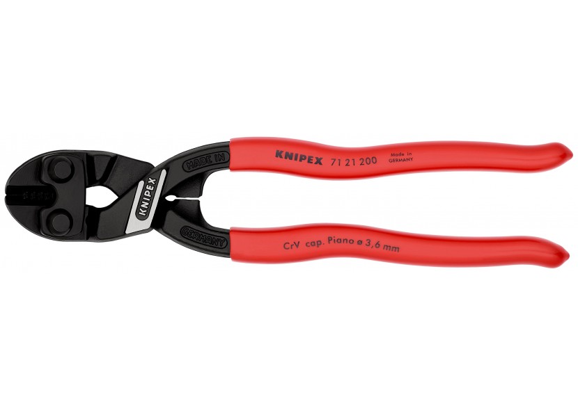 Pince coupe-boulon compact CoBolt® 200mm coudée à 20° - Gainage PVC - Knipex - 7121200