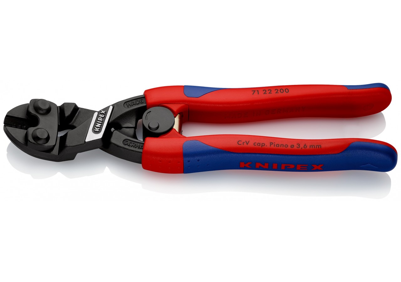 Pince coupe-boulon CoBolt® 200mm coudée à 20° avec ressort - Bi-matière - Knipex - 7122200